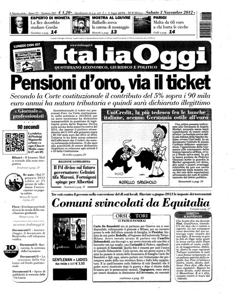 Italia oggi : quotidiano di economia finanza e politica